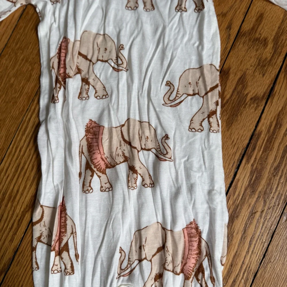 Milkbarn Elephant Print Hooded One Piece- Size 12-18 Months